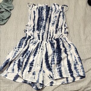 Missguided tie dye shirred waist play suit